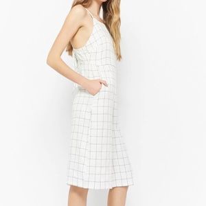 White Grid Print Culotte Jumpsuit